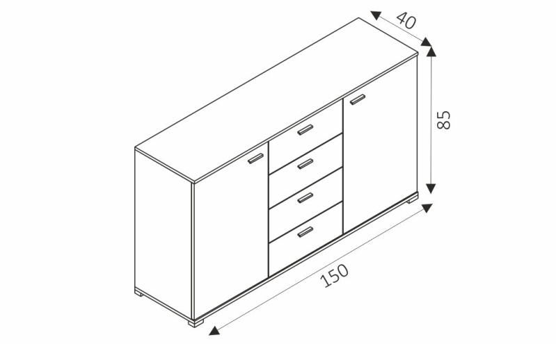 Komoda - PK150 rozměry