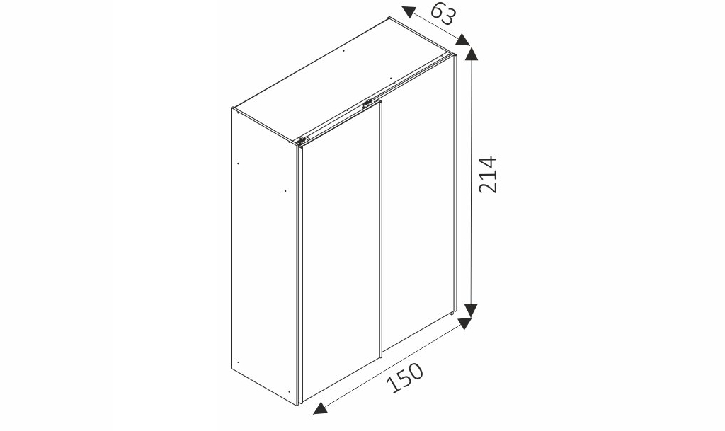 Šatní skříň - MIKA 2/150 rozměry
