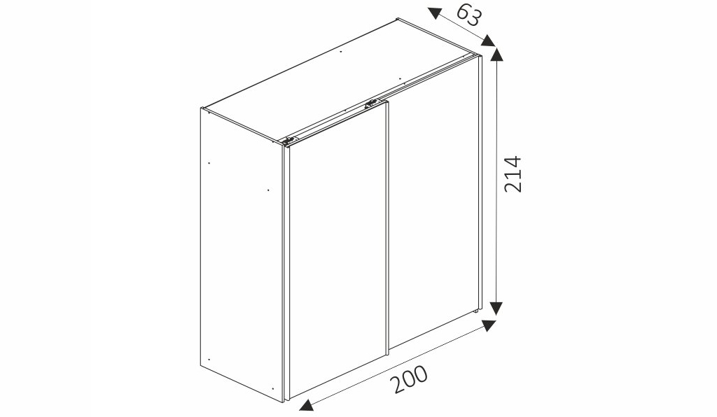 Šatní skříň - MIKA 2/200 rozměry