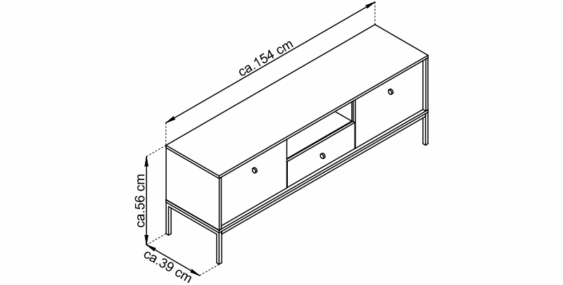 Skříňka pod TV - MONO MRTV154 rozměry