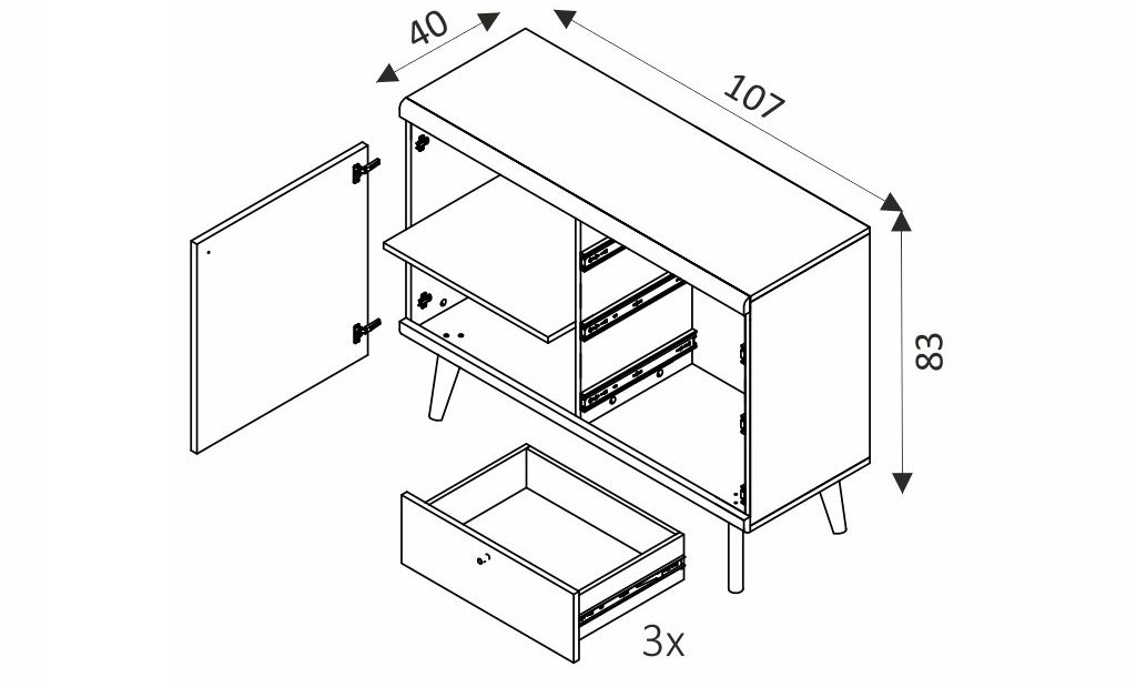 Komoda - PANAMA PKSZ107 rozměry
