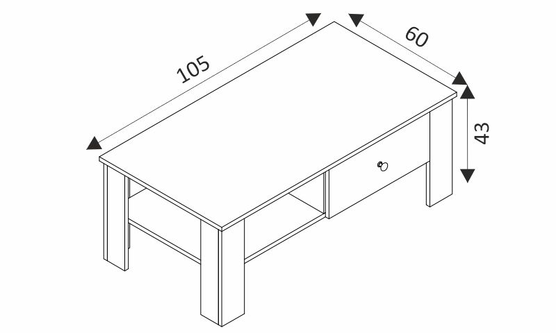 Konferenční stolek - RENE RL105 rozměry