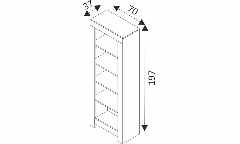 Regál / knihovna - RENE RR70 rozměry