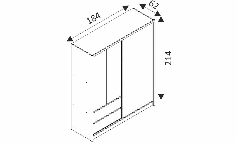 Šatní skříň - SARA 180 rozměry