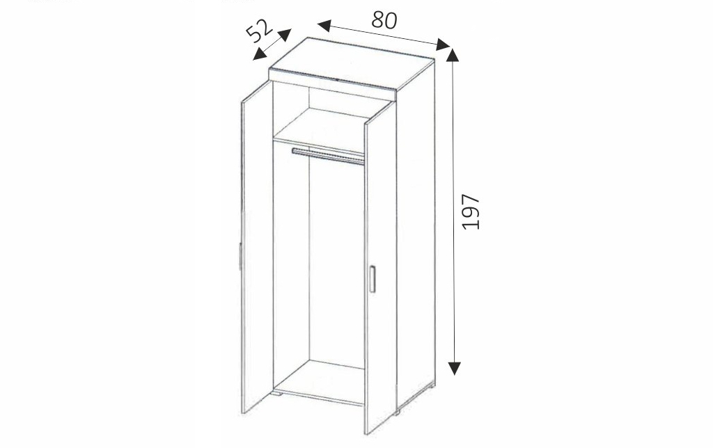Šatní skříň - TOM 2 rozměry