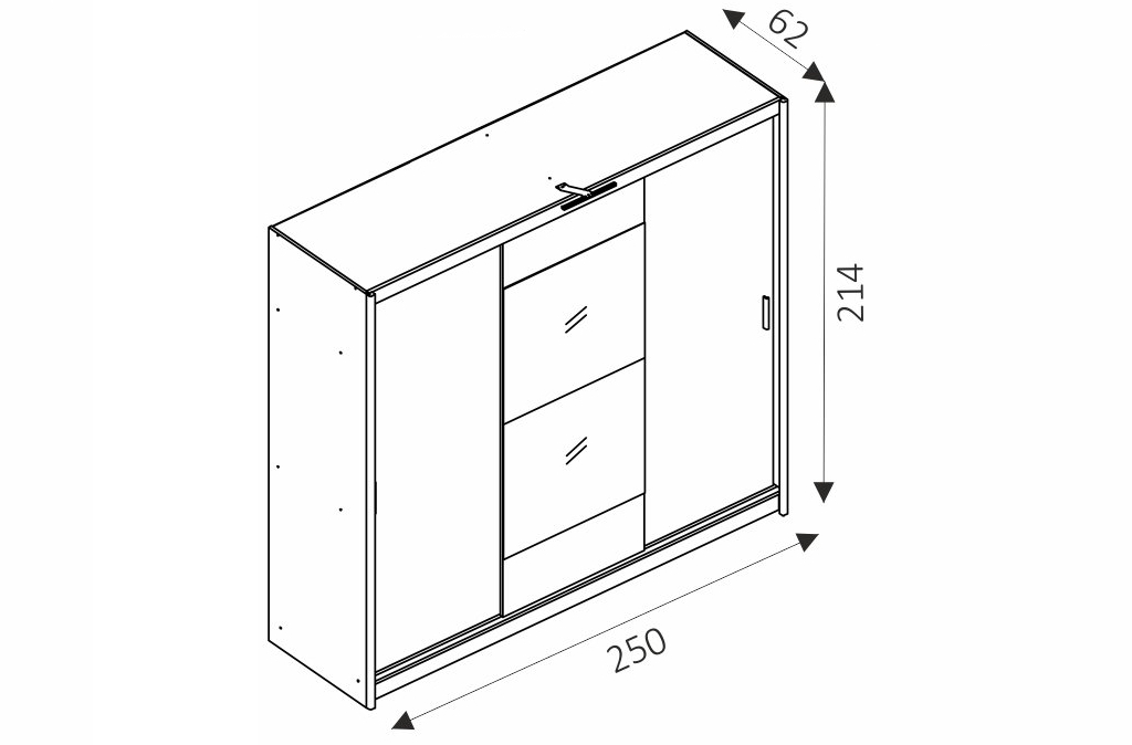 Šatní skříň - WIKI 2/250 rozměry