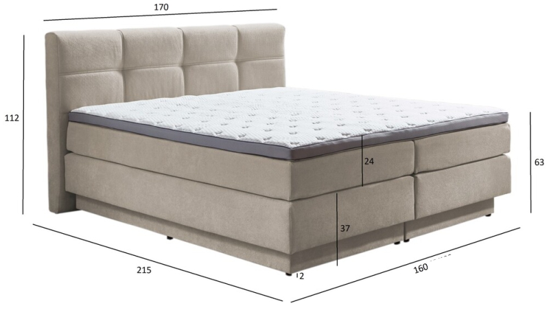 Boxspringová postel s úložným prostorem - PORTAGE