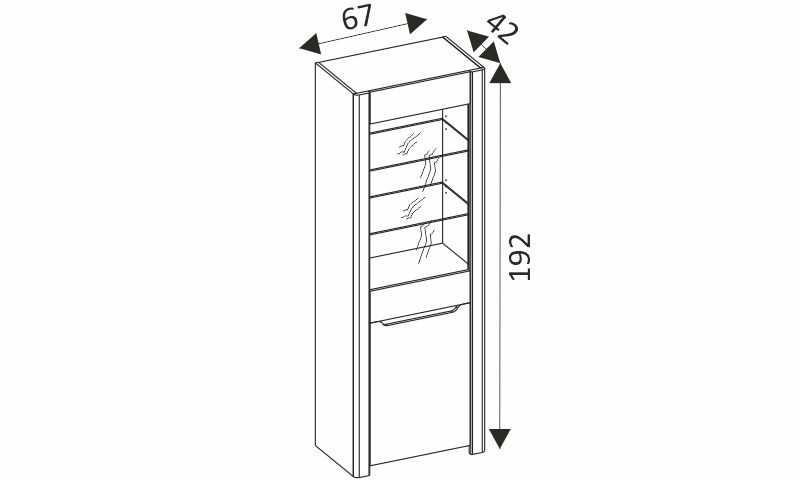 Vitrína - DESJO 01, dub san remo/hnědá rozměry
