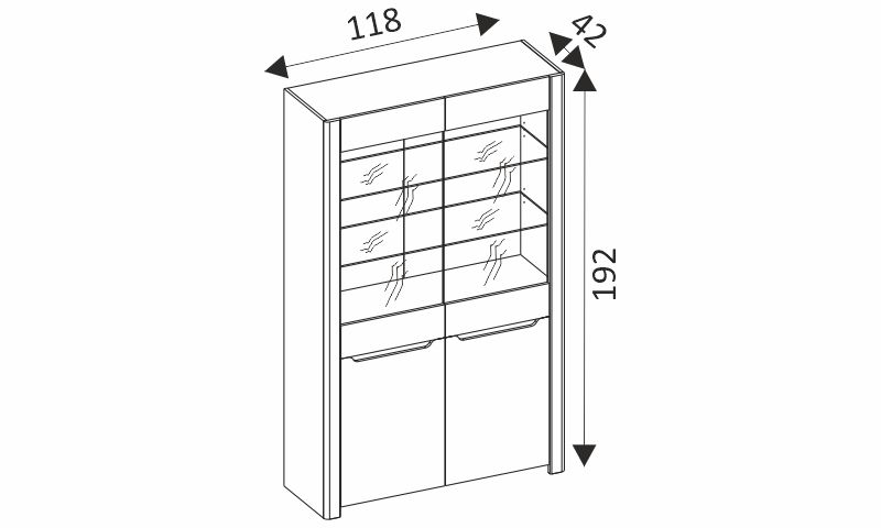 Vitrína - DESJO 02 rozměry