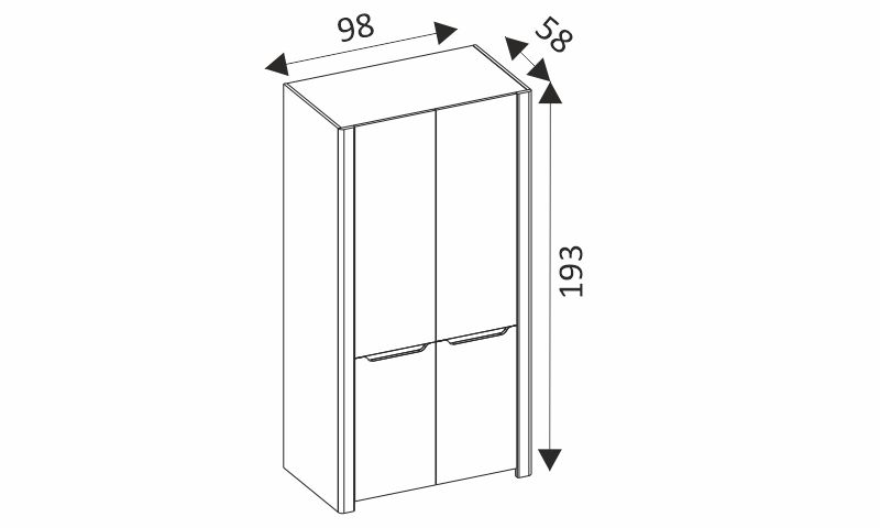 Šatní skříň - DESJO 05 rozměry