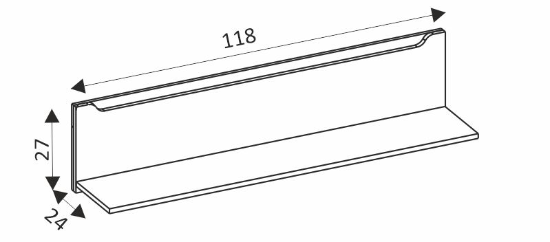 Nástěnná police - DESJO 32 rozměry