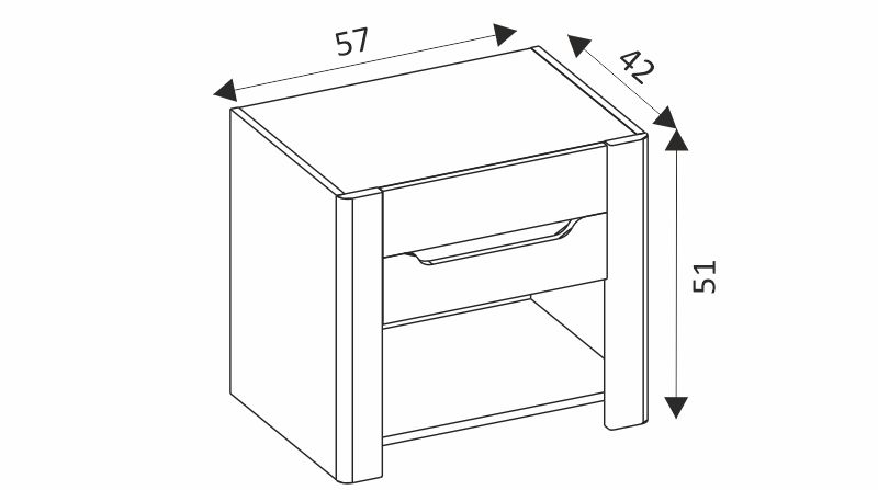 Noční stolek - DESJO 52 rozměry