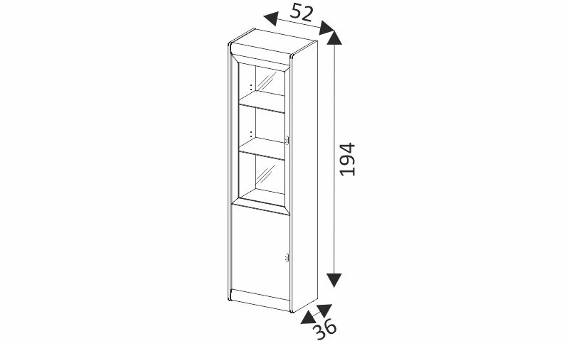 Vitrína - DOVER 18 rozměry
