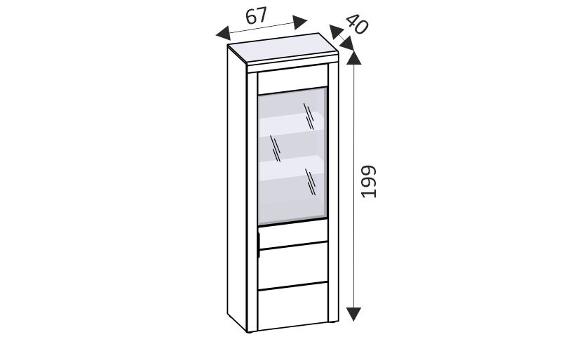 Vitrína - KAMA 10 rozměry