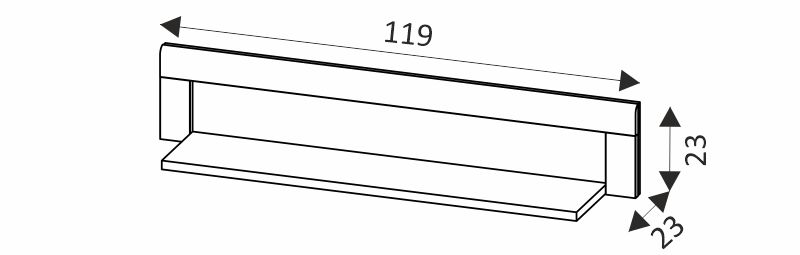Nástěnná police - KAMA 34 rozměry