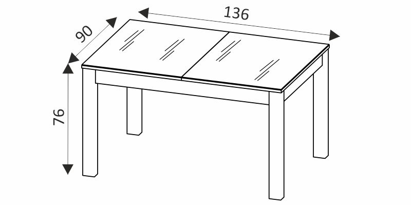 Jídelní stůl rozkládací - KAMA 40 rozměry