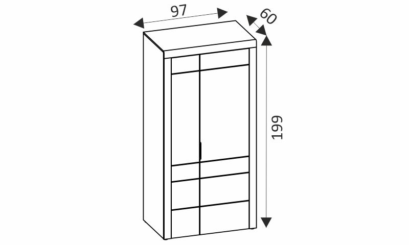 Šatní skříň - KAMA 70 rozměry