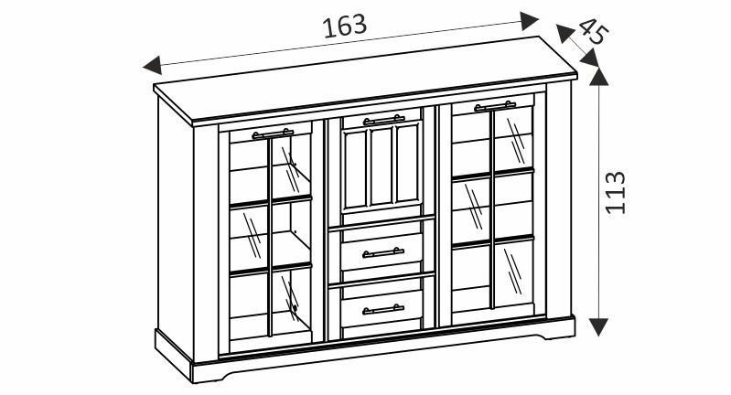 Vitrína - LIDO 48 rozměry