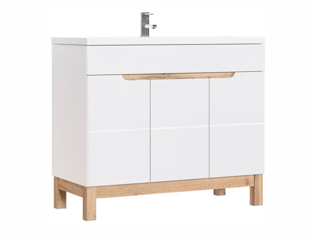 MAXIVA Stojatá skříňka pod umyvadlo - BALI 825 white, šířka 100 cm, bílá/dub votan