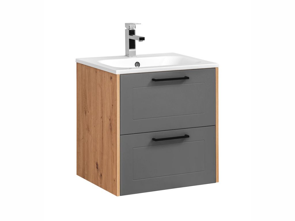 MAXIVA Závěsná skříňka pod umyvadlo - MADERA 820 grey, šířka 60 cm, grafit/dub artisan