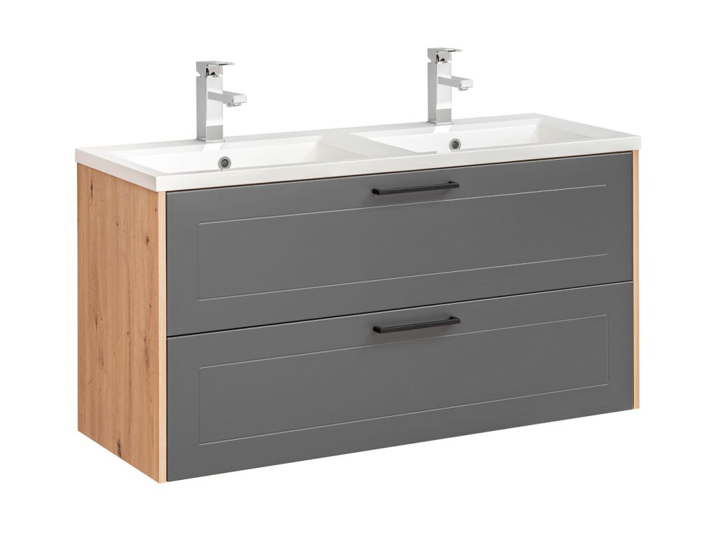 MAXIVA Závěsná skříňka pod umyvadlo - MADERA 854 grey, šířka 120 cm, grafit/dub artisan