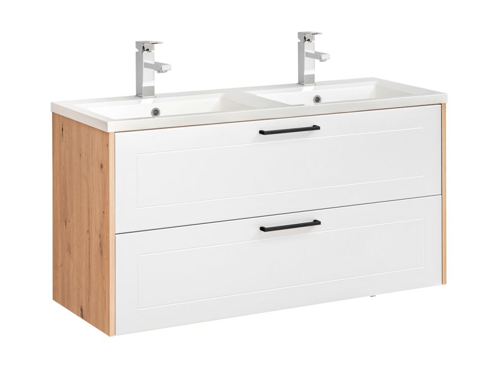 MAXIVA Závěsná skříňka pod umyvadlo - MADERA 854 white, šířka 120 cm, bílá/dub artisan
