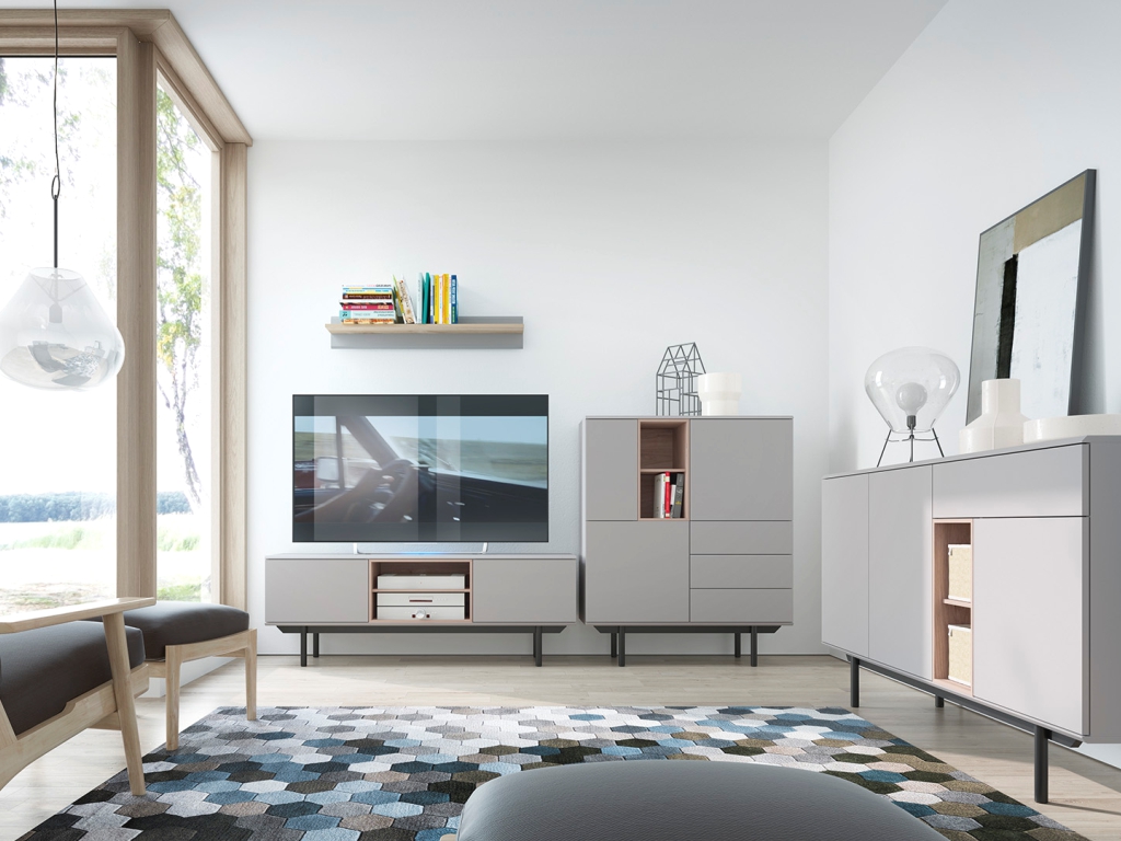 MAXIVA Obývací pokoj INOX, sestava č. 1, šedá/jackson hickory