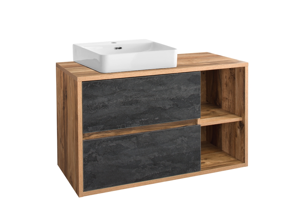 MAXIVA Závěsná skříňka pod umyvadlo - HAMPTON 824, šířka 100 cm, dub Hunton/beton