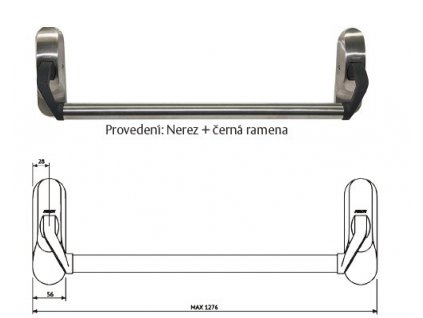 Mechanická paniková  hrazda PBE011 (Barva Nerez+černá ramena)
