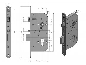 ERBI SAM EL 7255 hluboký samozamykací zámek (Model SAM EL 72/55)