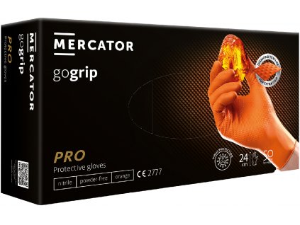 MERCATOR® GOGRIP - Nitrilové rukavice, bez pudru, 50 ks, oranžové (3x SILNĚJŠÍ)