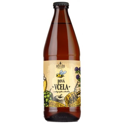 Včelco - Divá včela - medový cider s chmelem (karton 12 x 0,5l) sklo