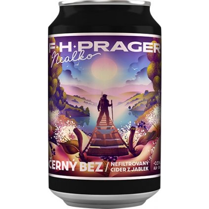 F.H. Prager Nealko Cider - černý bez - 0,33 l  0,5%, plechovka