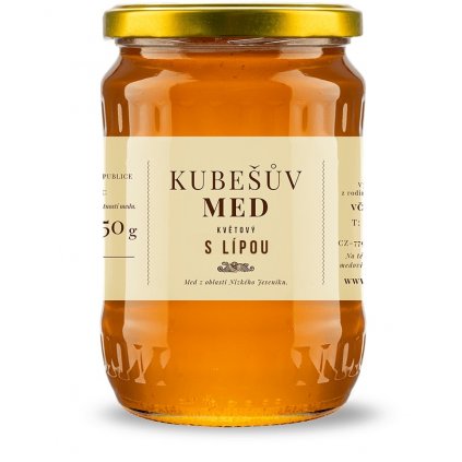 Kubešův med - Med květový lipový - 0,75 kg  sklo