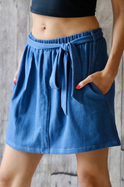 Krátká sukně s páskem na zavazování Kleopatra / Modrý Denim
