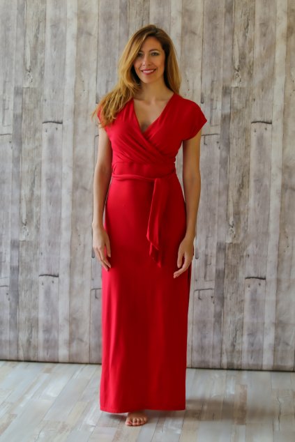 Dlouhé šaty s mašlí Nina / Červená