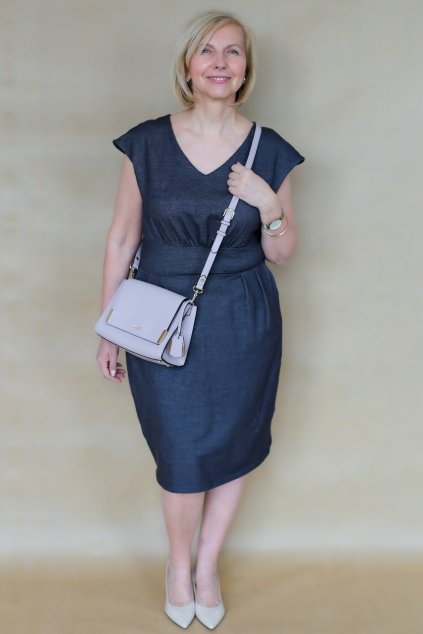 Ženské šaty Izabel s véčkem / Antracit denim