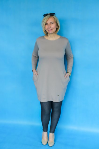 Božské šaty Afrodité s dlouhým rukávem / Béžová