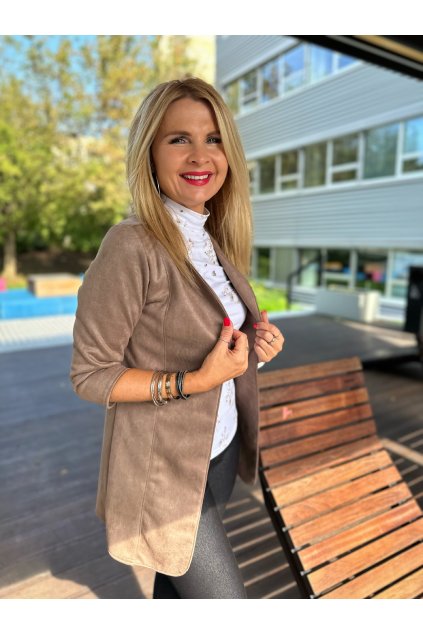 Dlouhé ležérní sako Maat / Taupe semiš