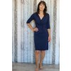 Šaty s překřížením a 3/4 rukávem Delia / Navy