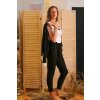 Kalhoty do pasu s řasením / Černá teplákovina