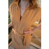 Dlouhé kimono šaty s páskem / Karamel