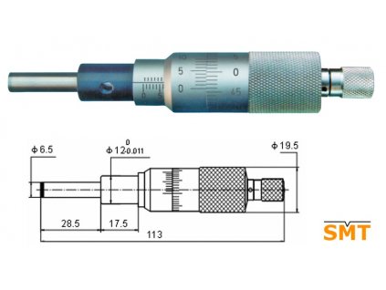 Vestavná mikrometrická hlavice 0,001 mm