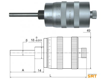 Vestavná mikrometrická hlavice velká 0-50 mm