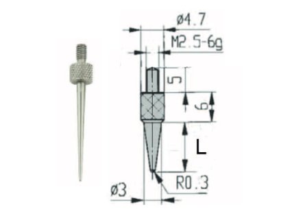 Měřící dotek s rádiusem 0,3 mm