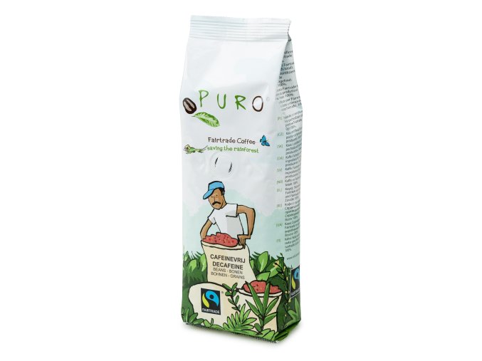 Zrnková káva PURO FAIRTRADE DECAF BEANS 250G