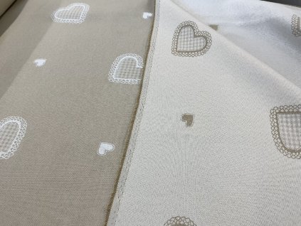 Dekorační látka Srdíčka Béžová