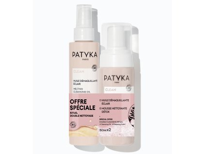 Patyka Double Cleansing Ritual Duo balíček odličovací olej 150 ml + detoxikační čisticí pěna 150 ml