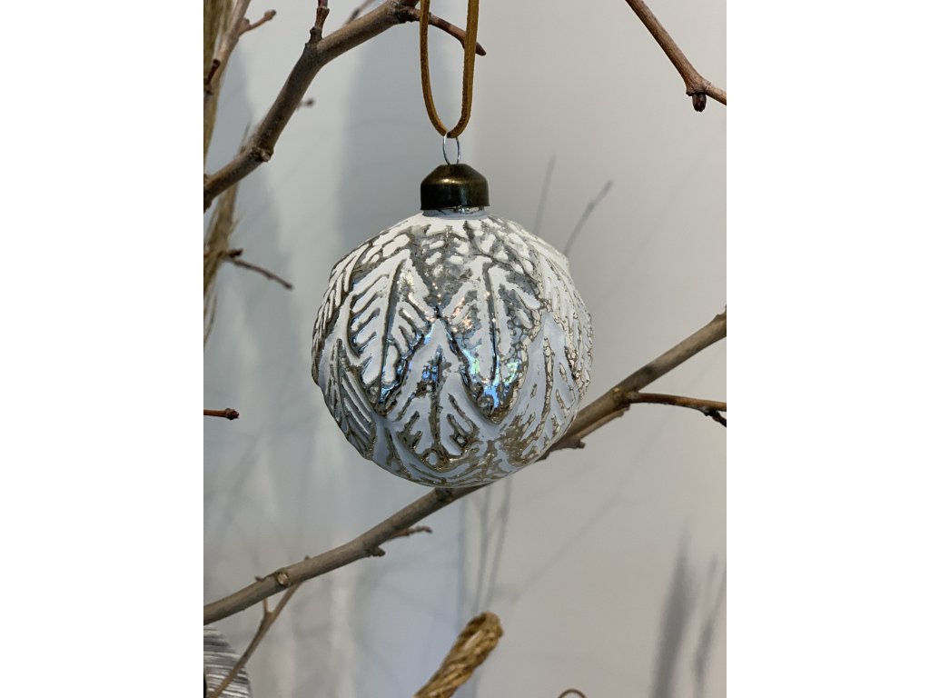 Vánoční ozdoba - koule bílo-stříbrná