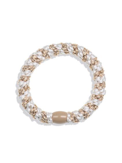 KKNEKKI gumička original 5010 WHITE-BEIGE GLITTER STRIPE